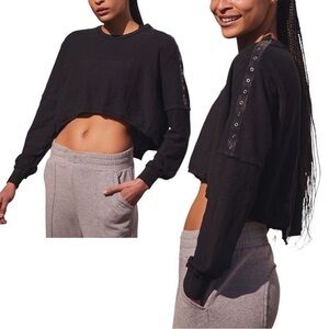 FREE PEOPLE MOVEMENT dream work layer waffle thermal long sleeve size XS black